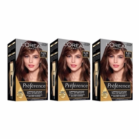 3x L'Oreal Preference Hair Color 5.23 Very Deep Rose Gold