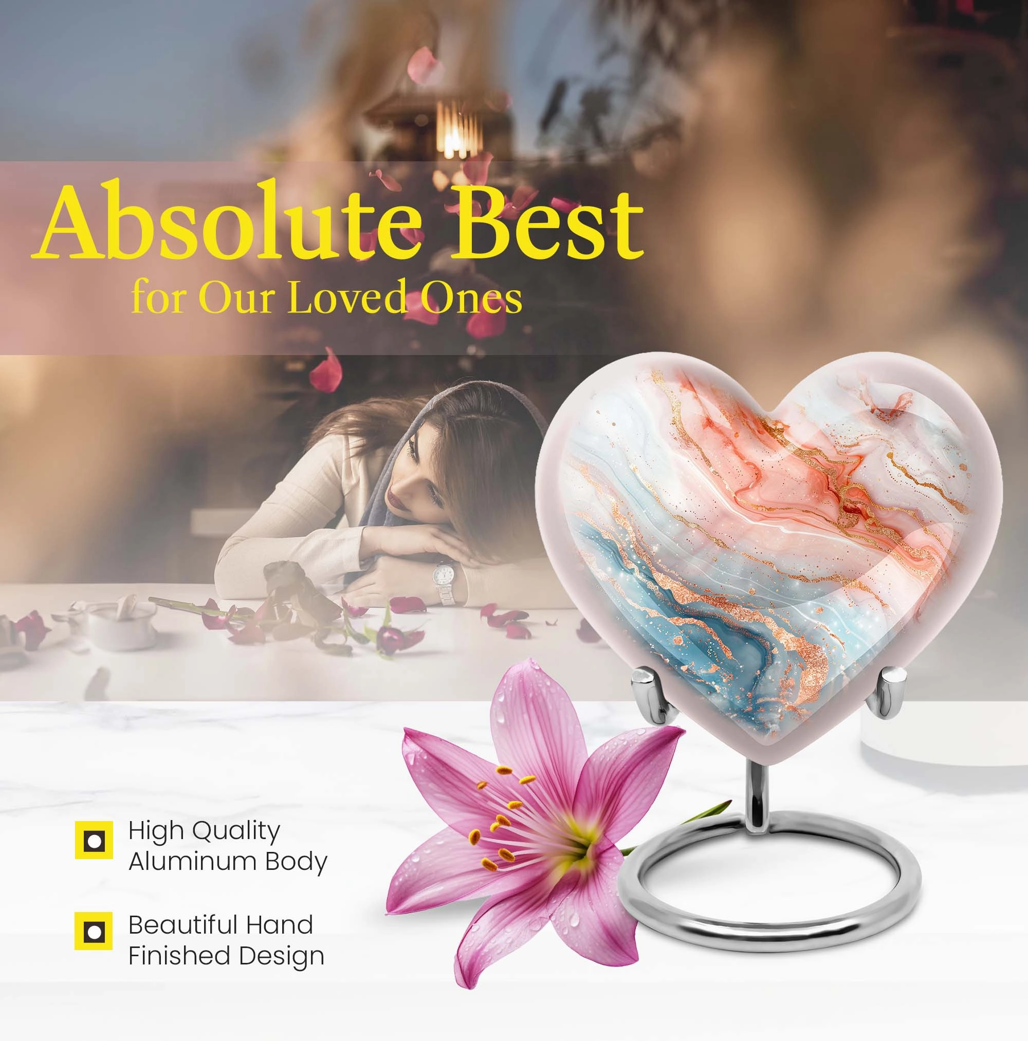 Abstract Urn Heart Tribute – Cremation Urn for Men’s Ashes