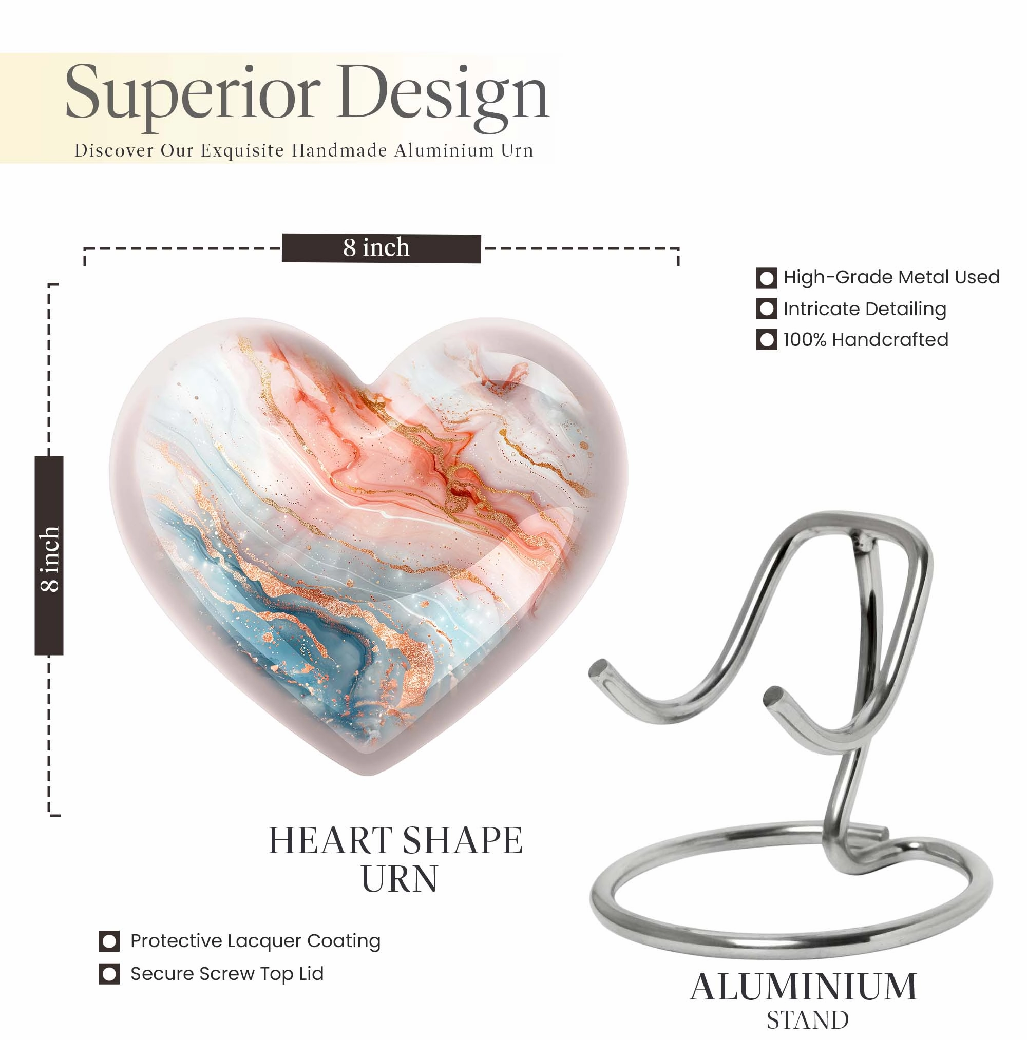 Abstract Urn Heart Tribute – Cremation Urn for Men’s Ashes
