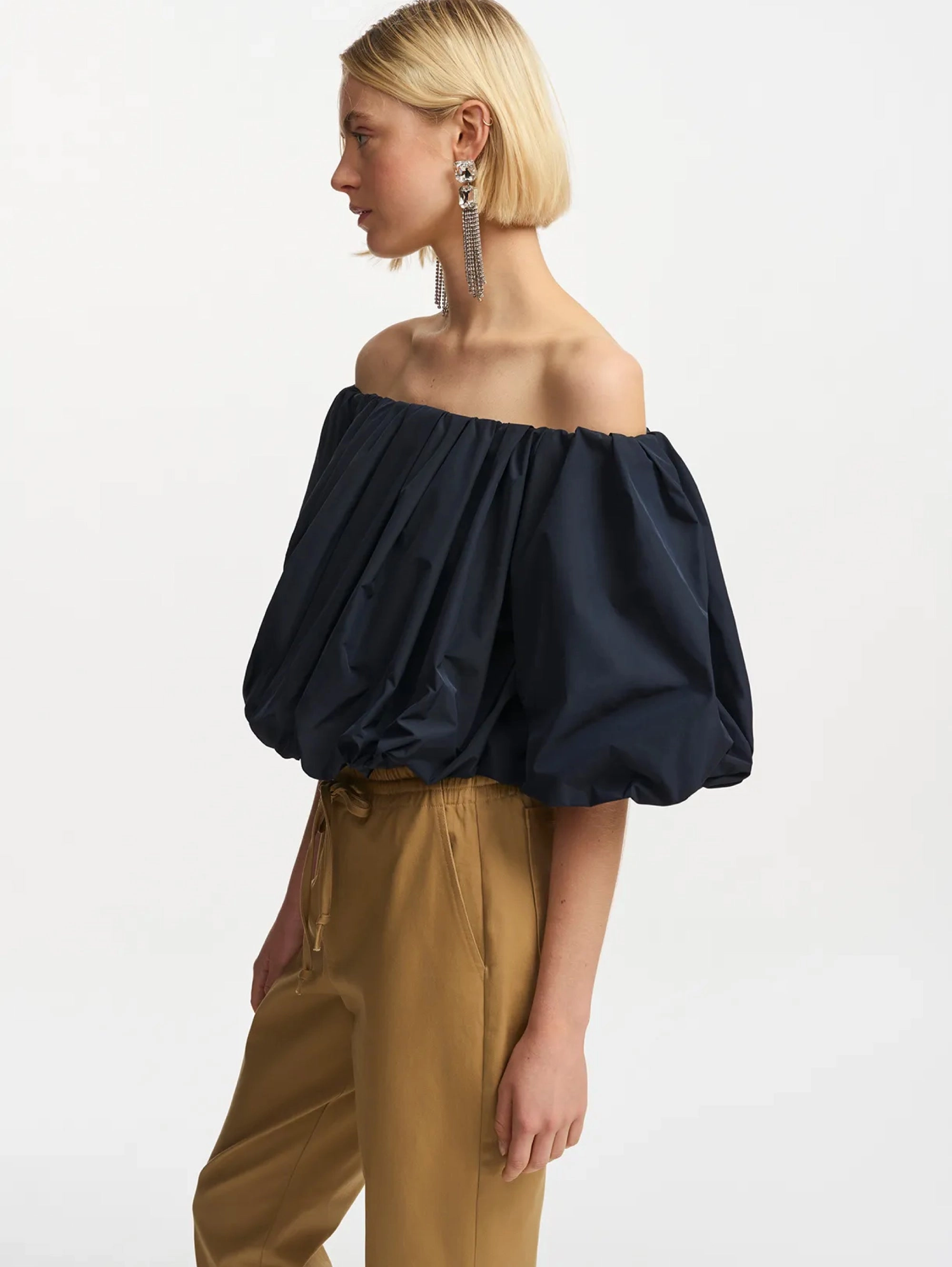 Blue Bardot Neck Bodysuit