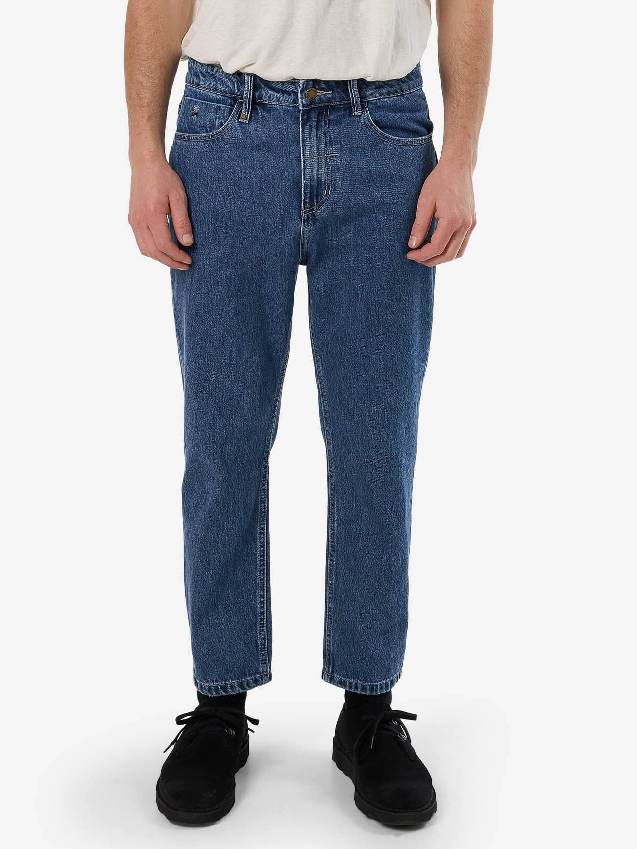 Chopped Straight Cropped Denim Jean - Vintage Rinse Blue
