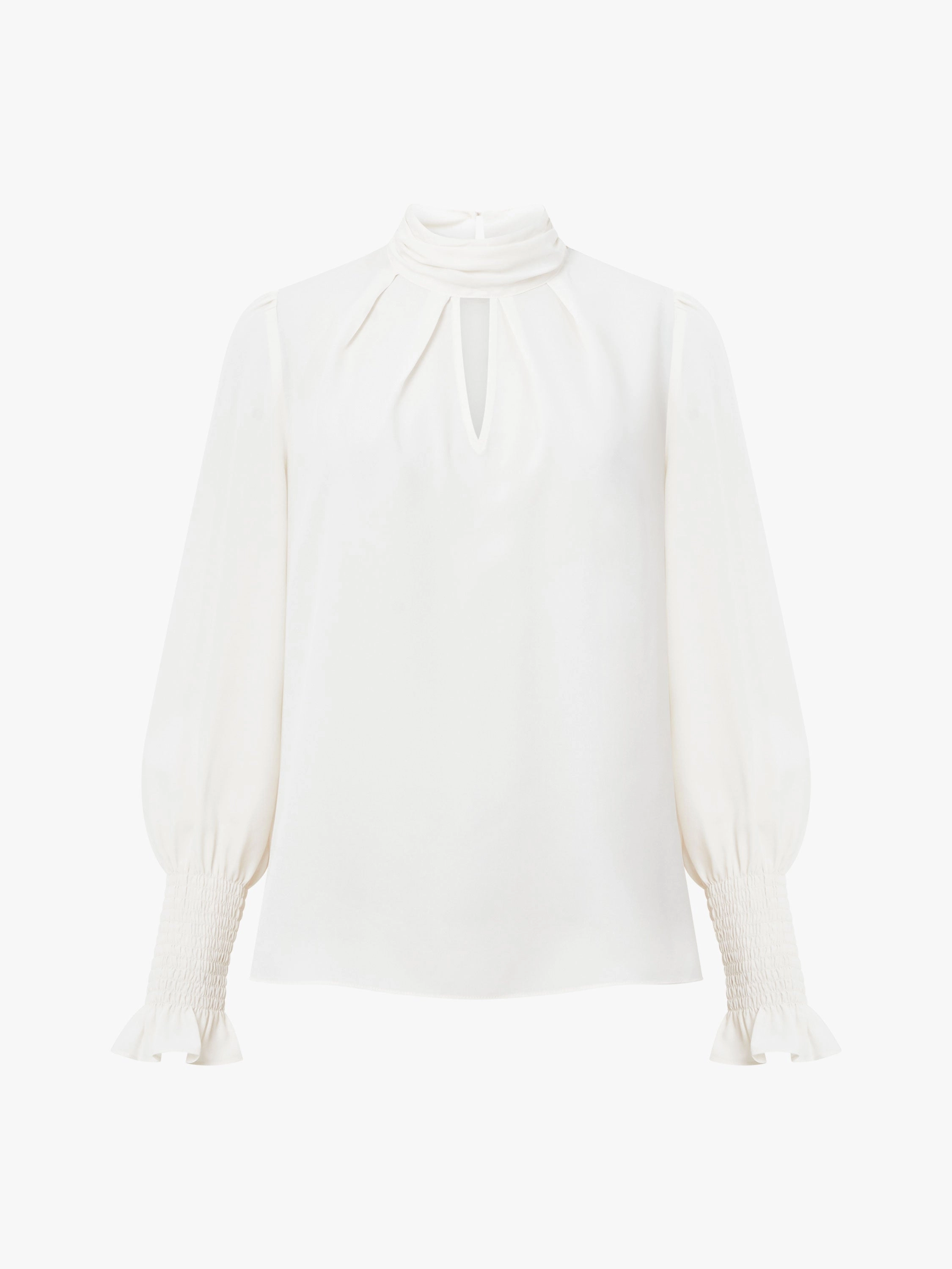 Crepe Light High Neck Long Sleeve Top