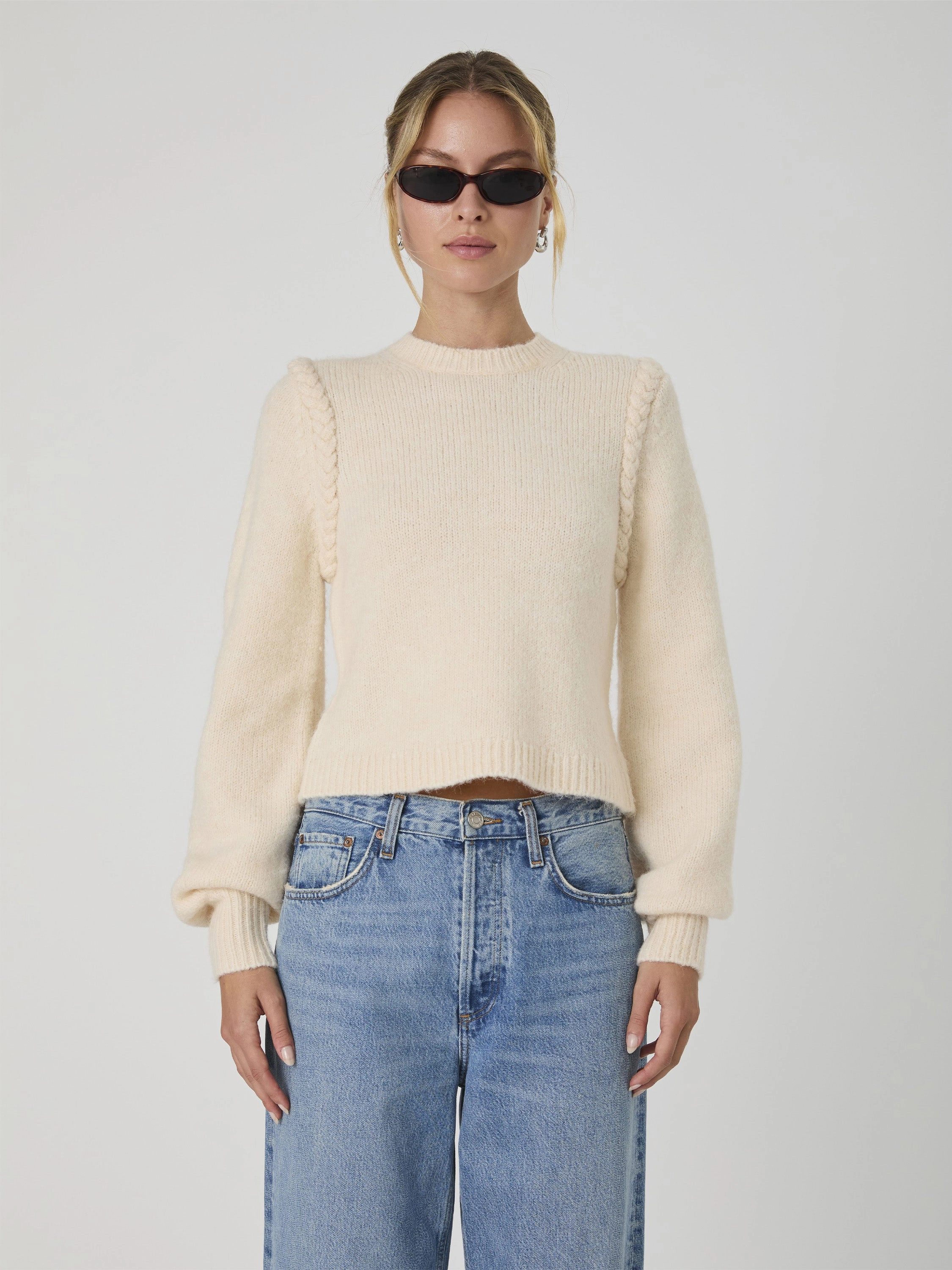 Fluffy Knit Braided Detail Sweater
