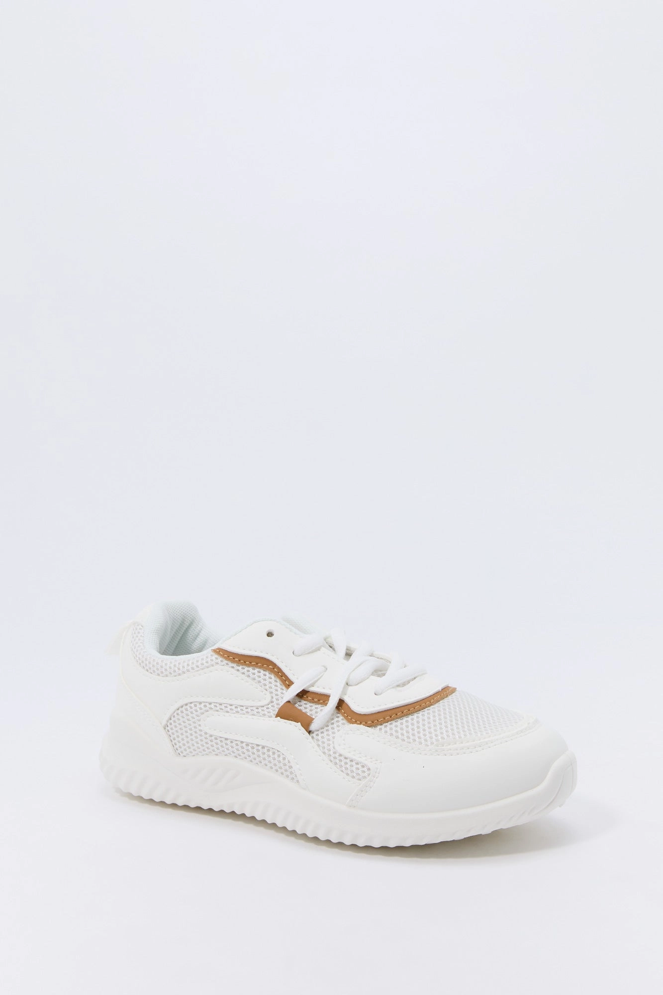 Girls Faux Leather & Mesh Sneaker