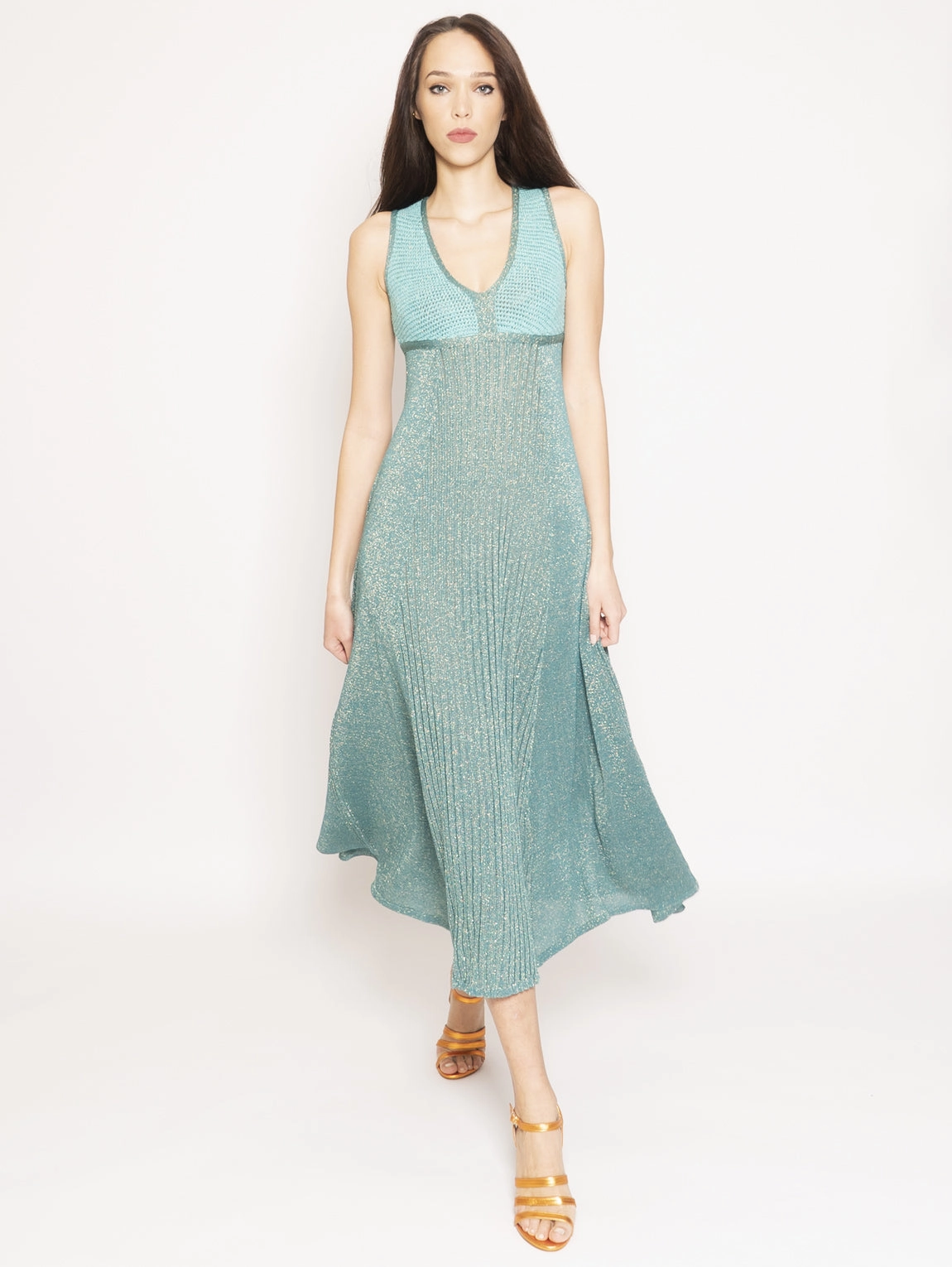 Green Lurex Thira Longuette Dress
