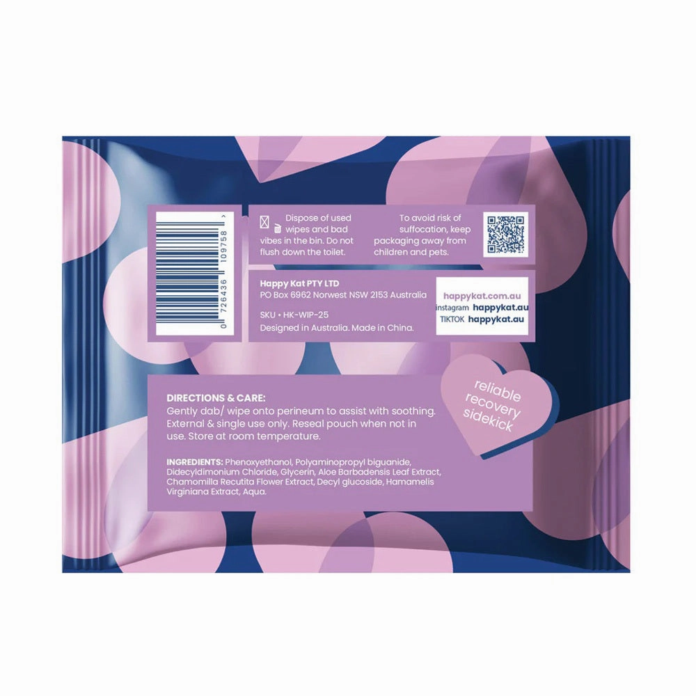 Happy Kat Perineum Wipes 25Pk