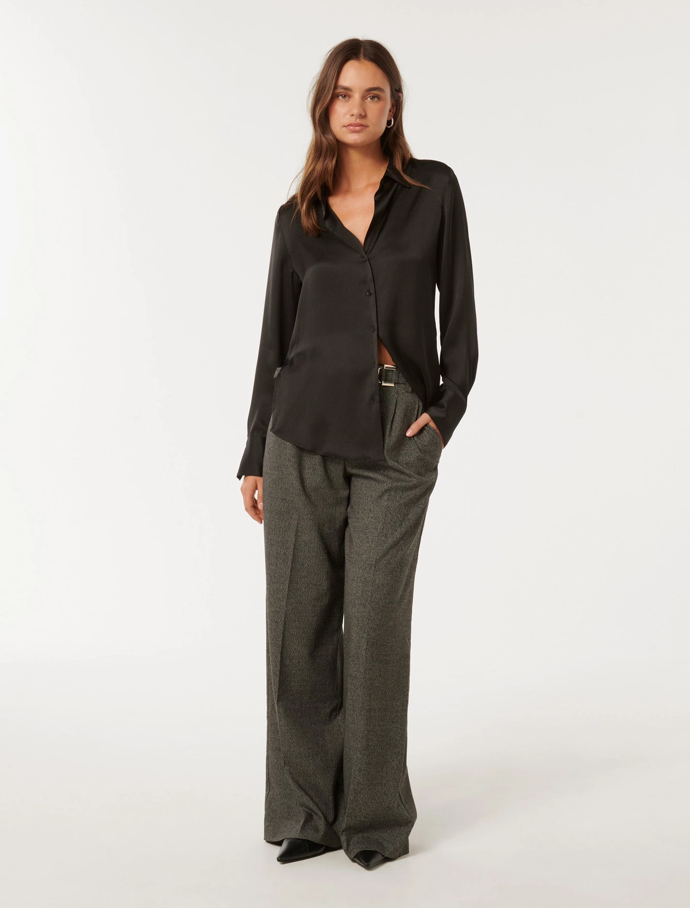 Harvey Notched Neck Satin Shirt