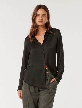 Harvey Notched Neck Satin Shirt