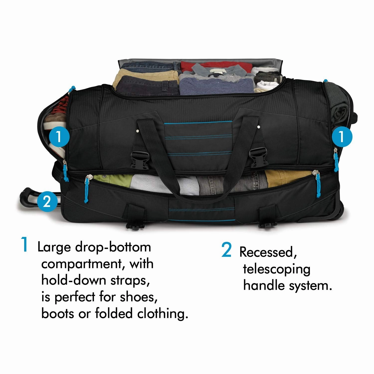 High Sierra Ultimate Access 2.0 Drop Bottom 26" 2-Wheel Wheeled Duffel Bags