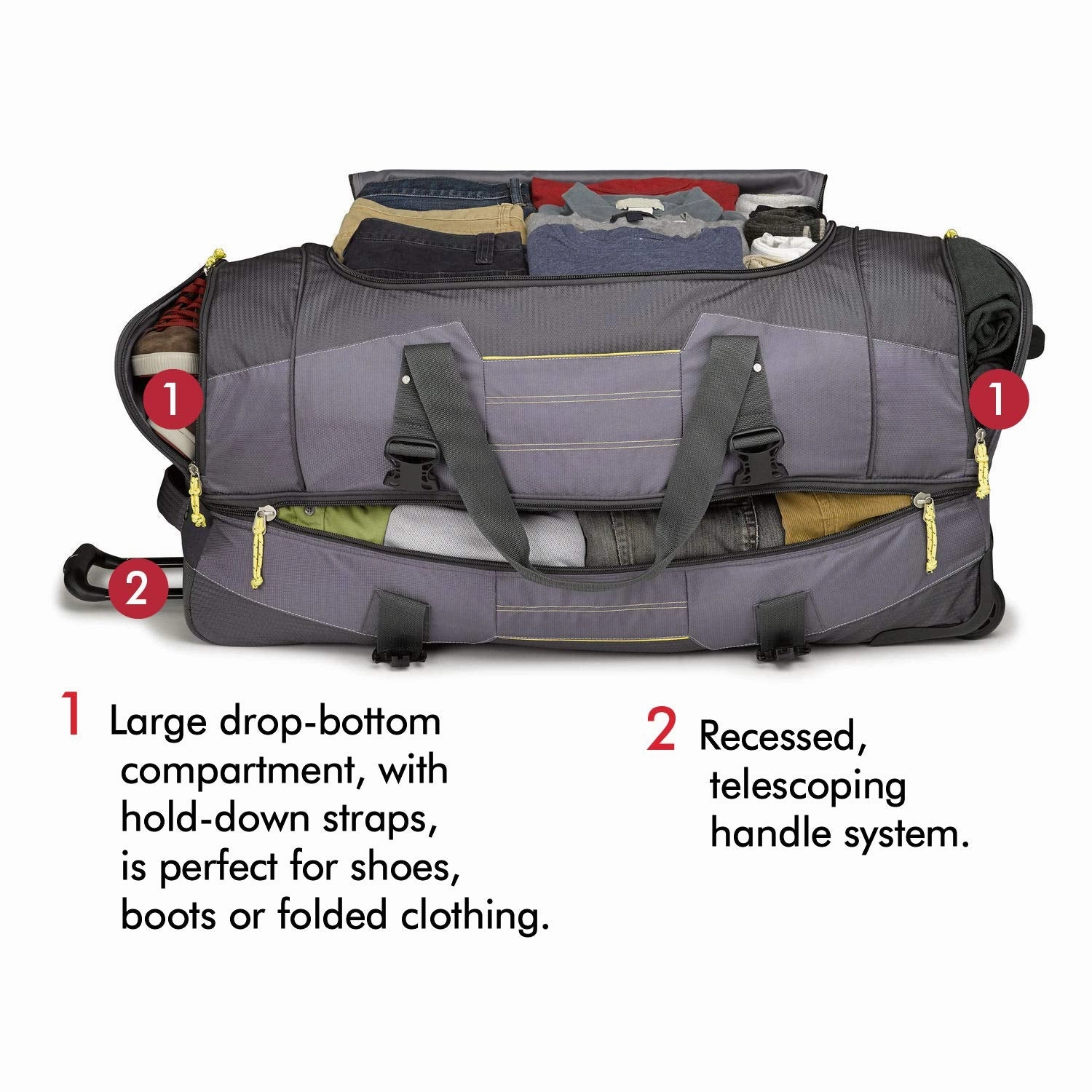 High Sierra Ultimate Access 2.0 Drop Bottom 26" 2-Wheel Wheeled Duffel Bags