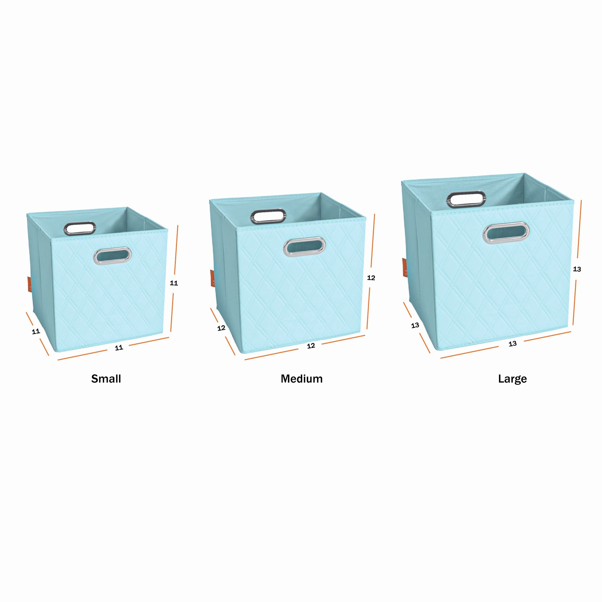 JIAessentials 13 inch Foldable Diamond Patterned Faux Leather Storage Cube Bins Set of Two with Dual Handles - 13" Blue