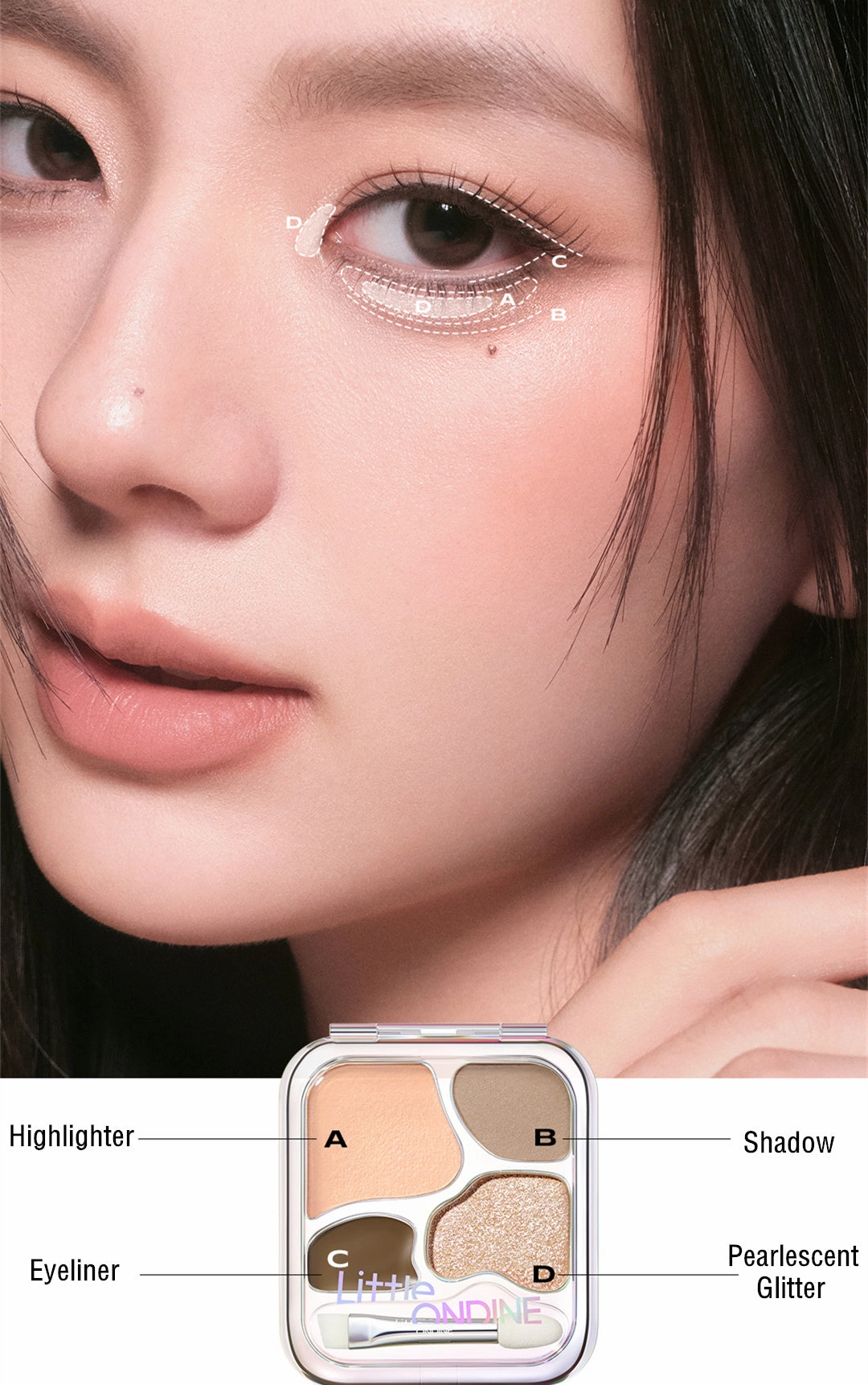 Little Ondine Four Colors Lying Silkworm Eyeshadow Palette 4.5g