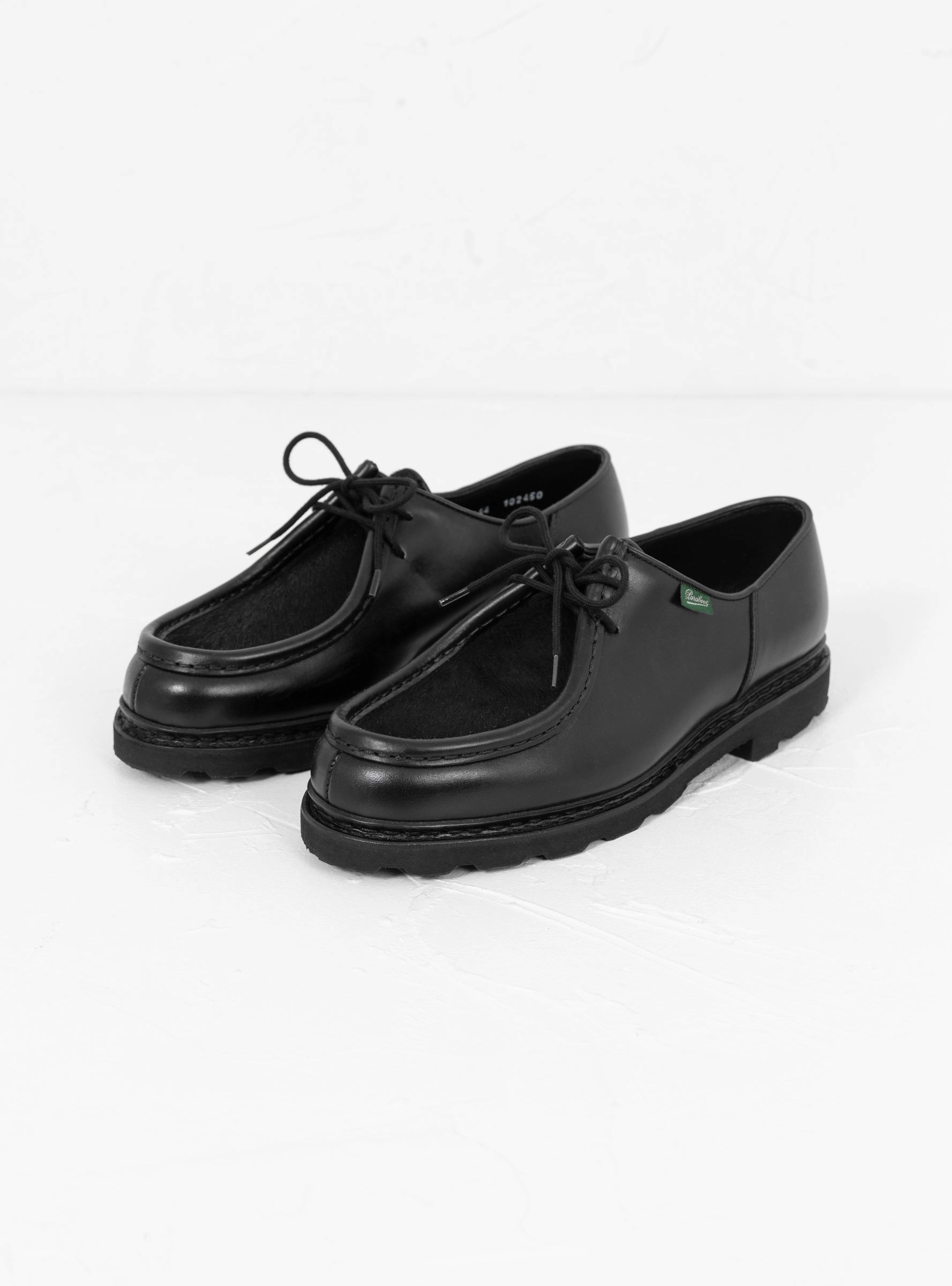 Michael Shoe Black Smooth Leather & Cow Hair