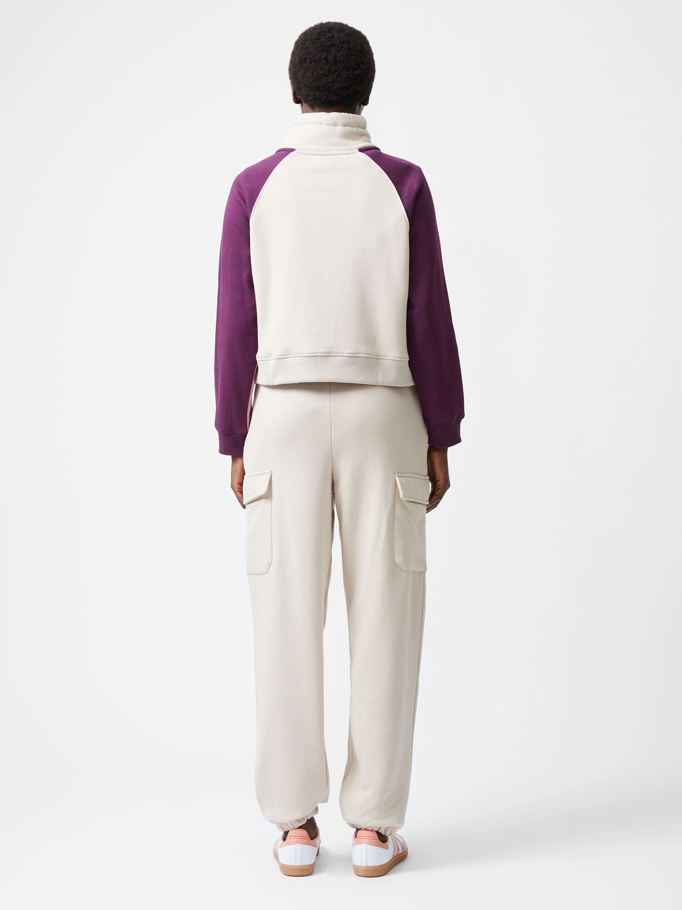 Panel Half Zip Funnel Neck Sweatshirt