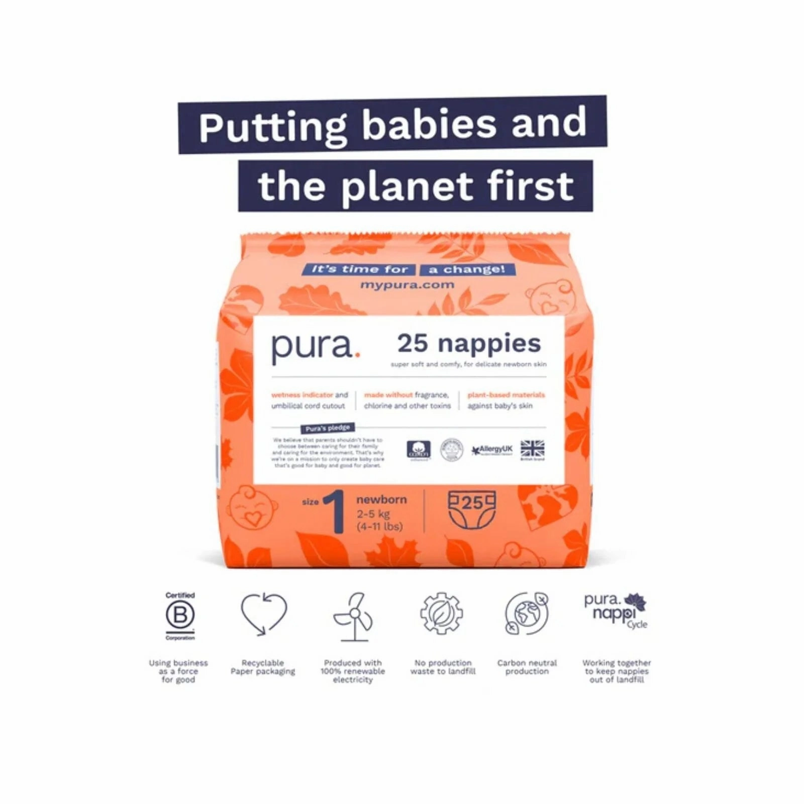 Pura Eco Nappy Size 1 - 25 nappies
