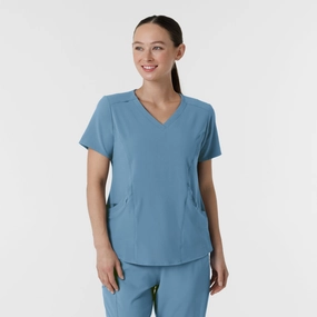 RENEW Women's V-Neck Scrub Top - Pacific Blue