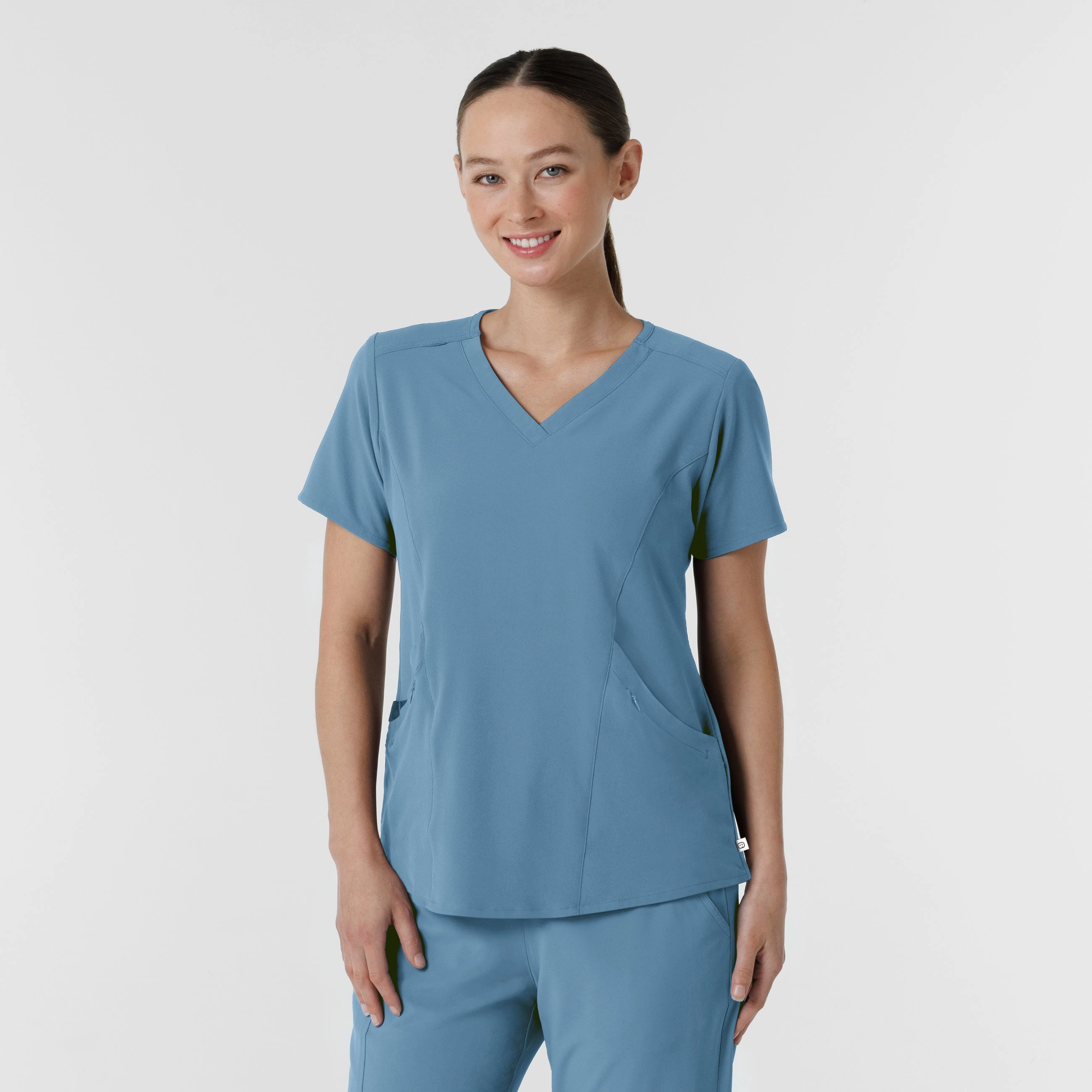 RENEW Women's V-Neck Scrub Top - Pacific Blue