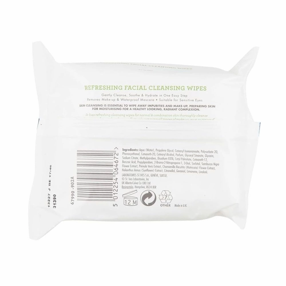 St Ives Refreshing Facial Cleansing Wipes Normal & Combination Skin 35pk
