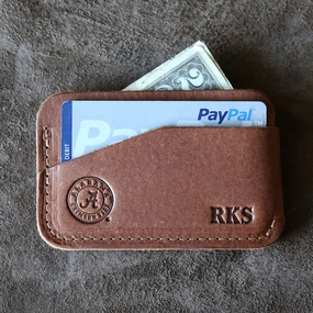 The Officially Licensed Crimson Tide Charleston Personalized Fine Leather Triple Sleeve Front Pocket Wallet