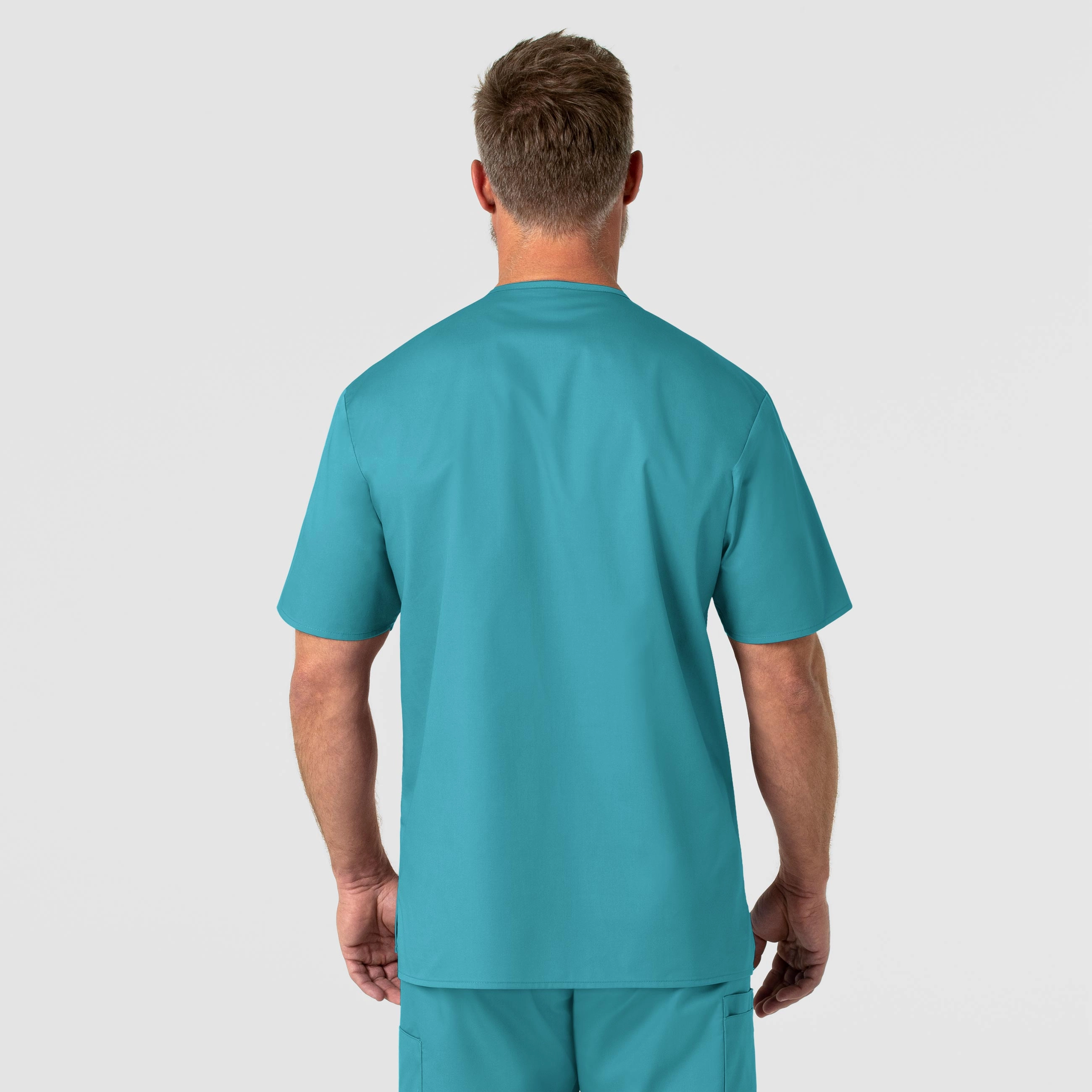 WonderWORK Men's V-Neck Scrub Top - Teal Blue